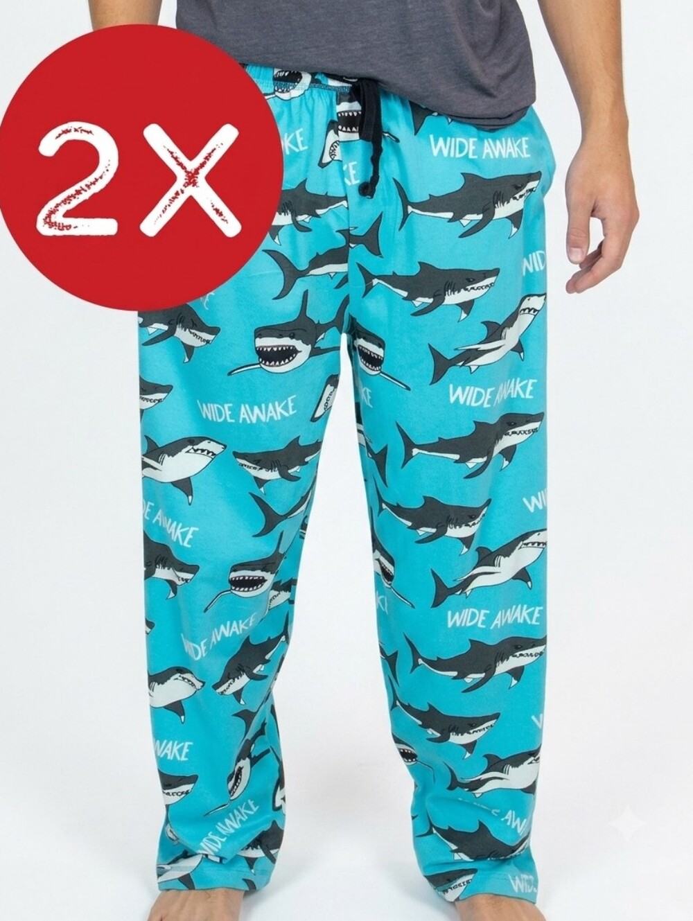 LAZY ONE Men’s Shark Print Pajama Pants WIDE AWAKE Turquoise & Black
